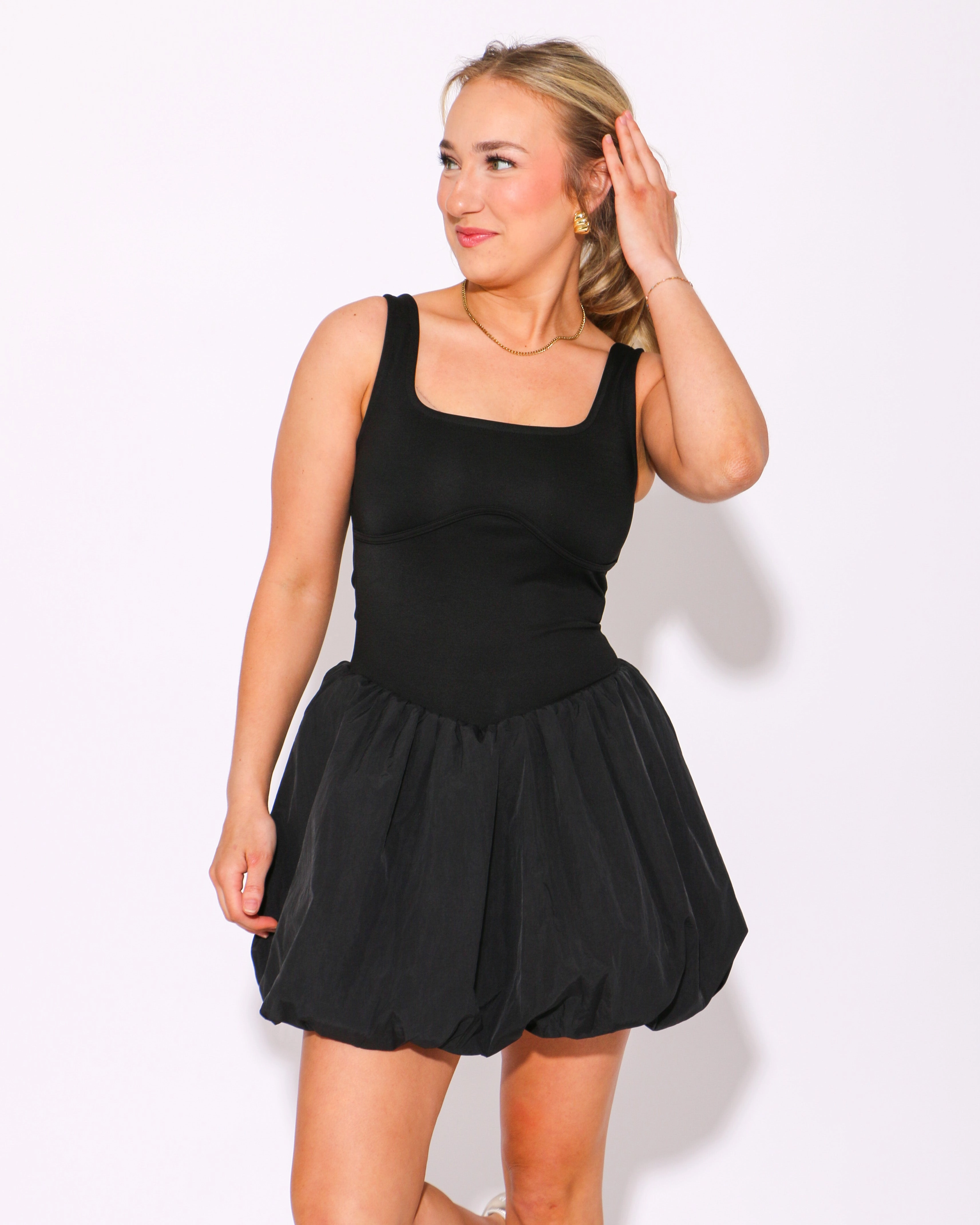 The Bubble Drop Mini Dress Fit Mood