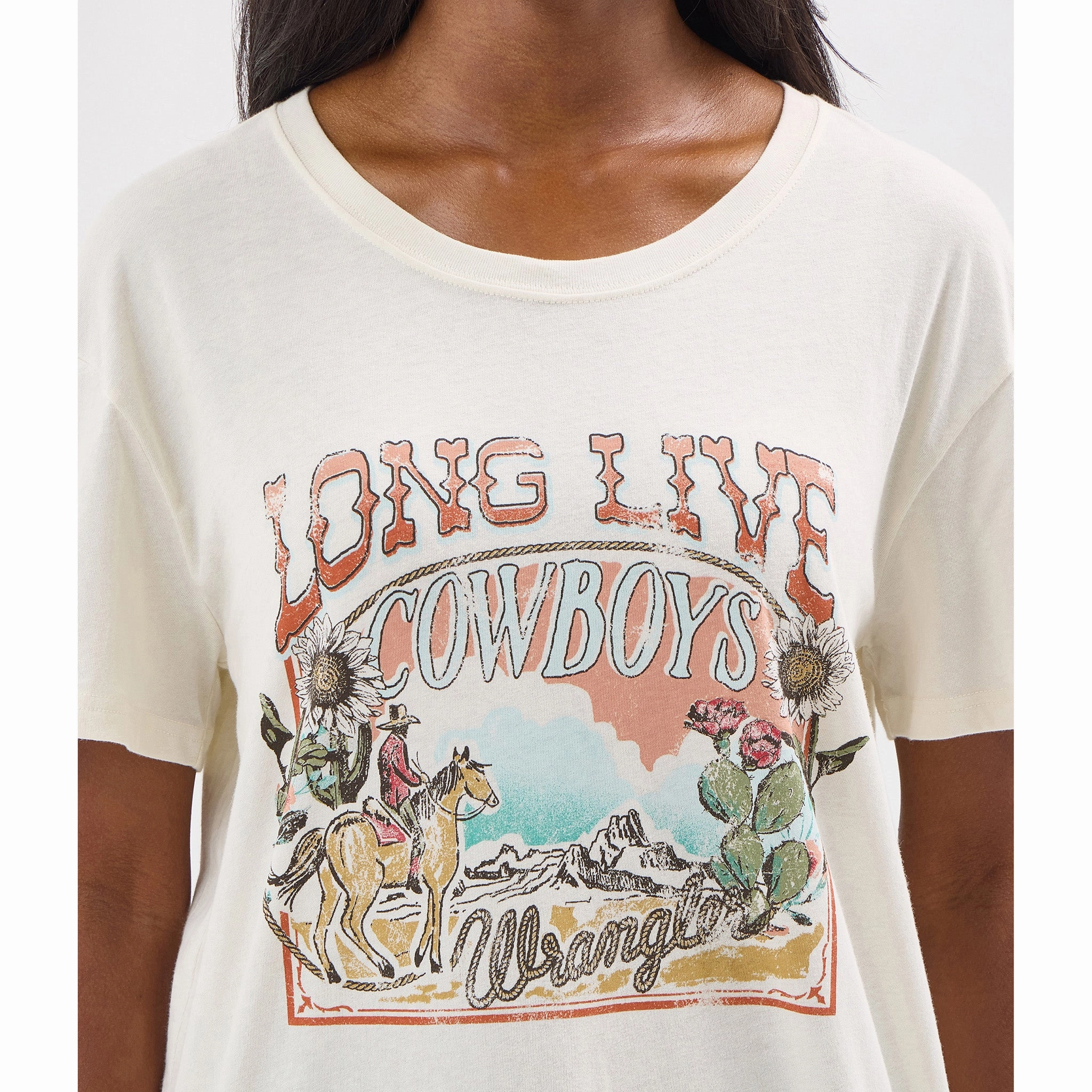 AntiPill Finish Wrangler Women's Long Live Cowboys Graphic T-Shirt