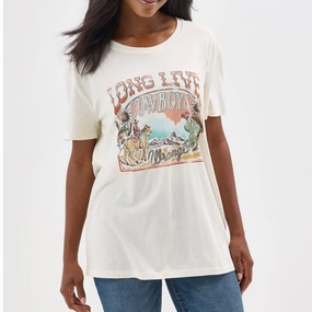 LaserCut Edges Wrangler Women's Long Live Cowboys Graphic T-Shirt