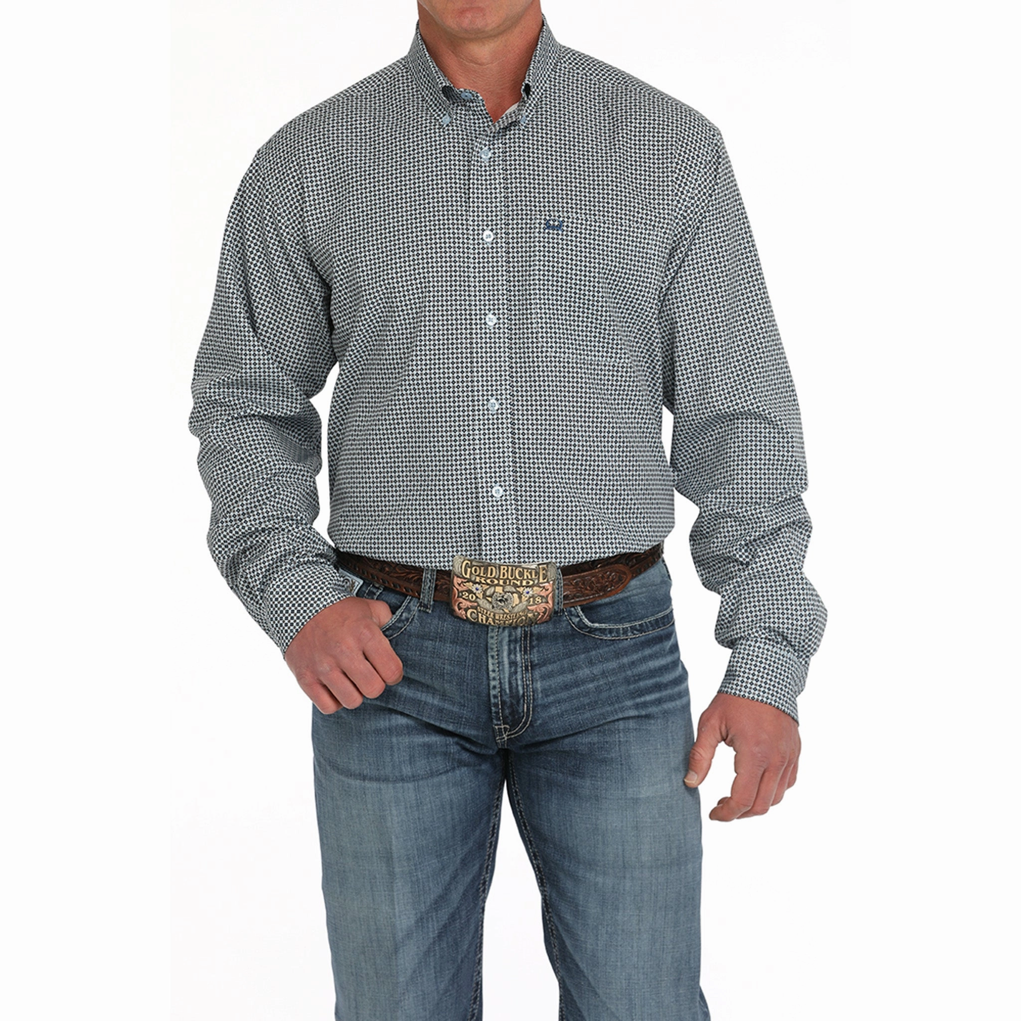 Cinch Men's Blue Diamond Arenaflex Long Sleeve Shirt Smart Appearance