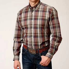 Chill Wear Everyday Essential Roper Men's Redwood Plaid Shirt