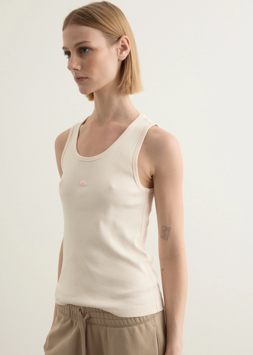 Tonal Baby Fox Ribbed Tank Top setting brittleness