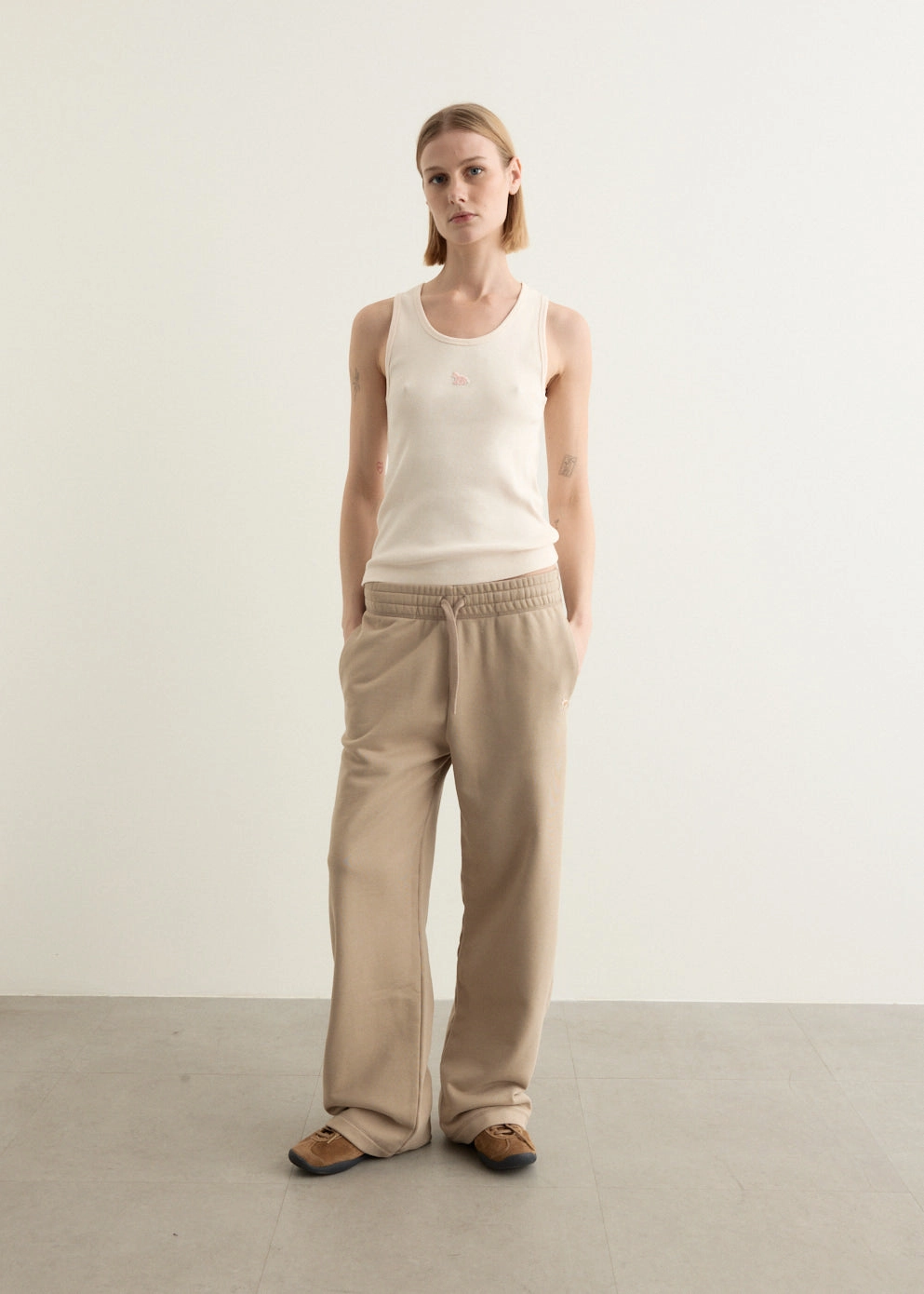 Tonal Baby Fox Ribbed Tank Top Non Slip Fasteners Flat