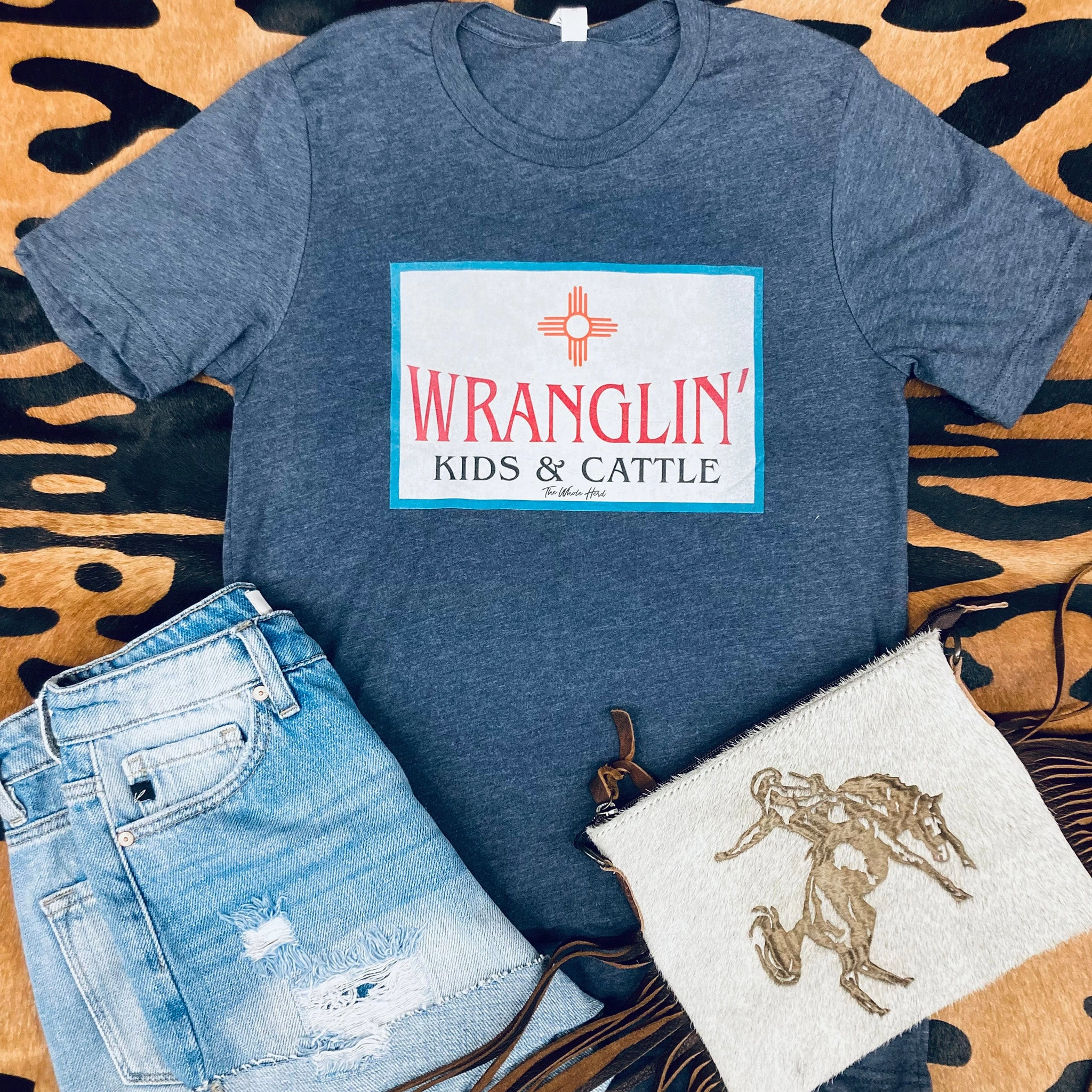 Wranglin Kids & Cattle Tee EcoFriendly Dye FoldableFeature