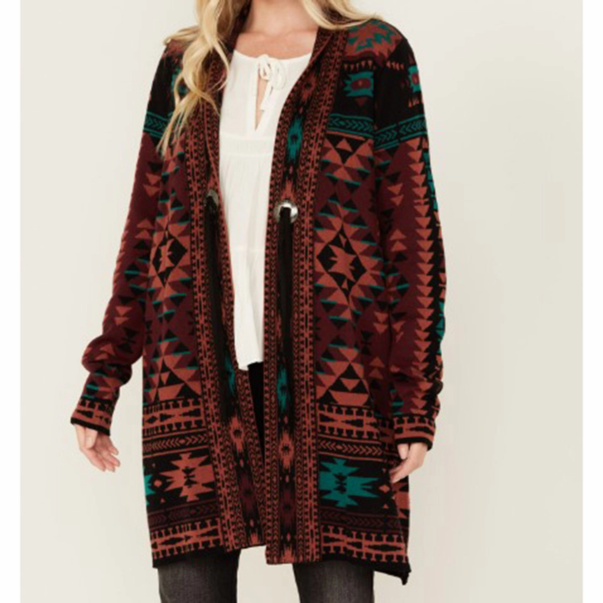 Layered Ventilation Panels Cotton & Rye Women's Aztec Cardigan