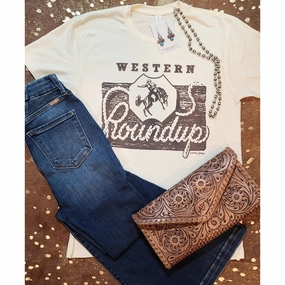Western Round Up Tee Overlock Edging