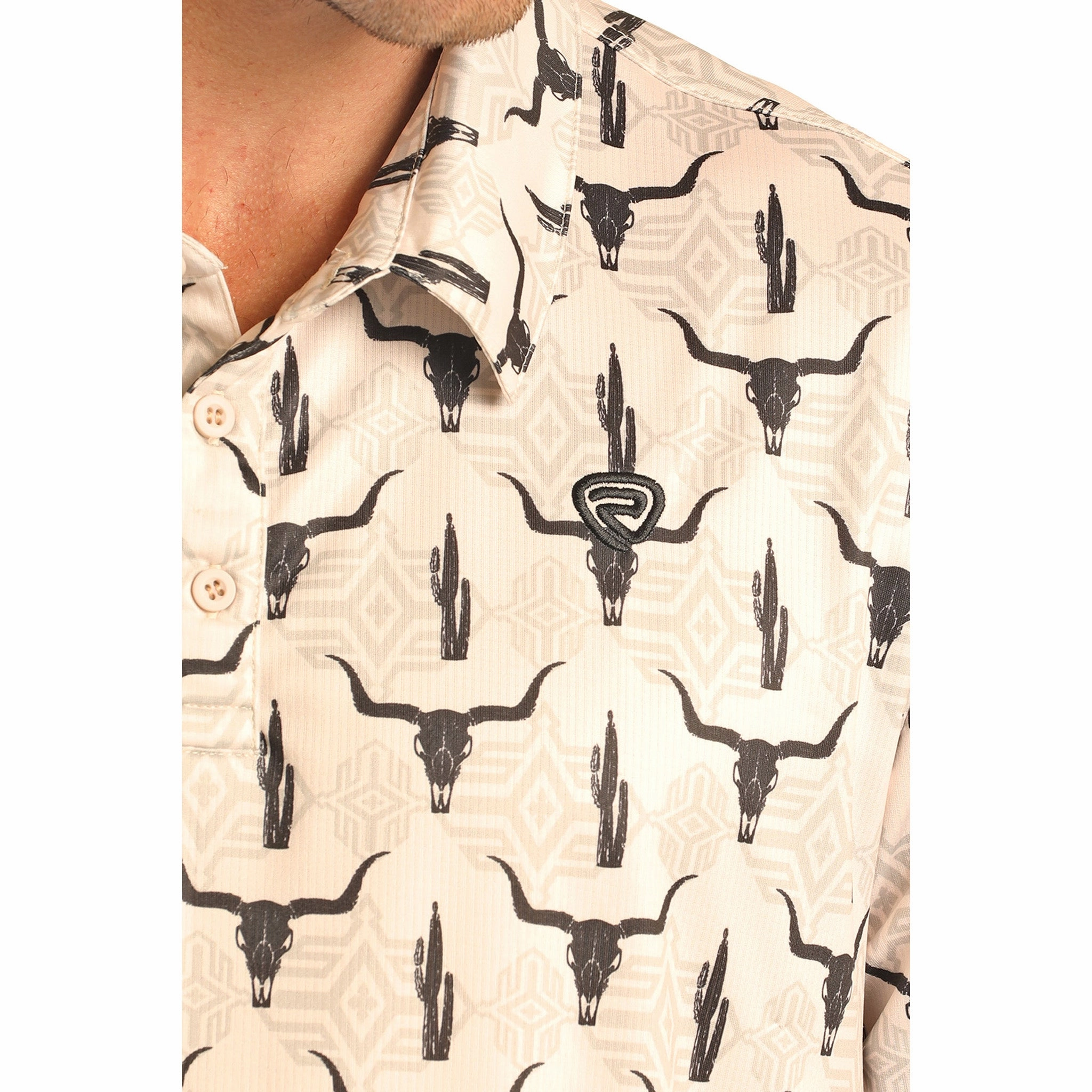 Rock & Roll Men's Tan Longhorn Polo Holiday Gift
