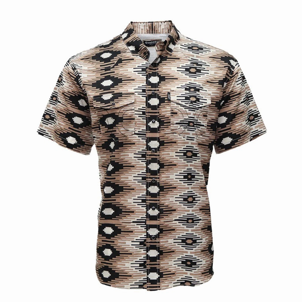 Hooey "Sol" Brown with White & Black Aztec Short Sleeve Shirt shopping spree Modern Cut