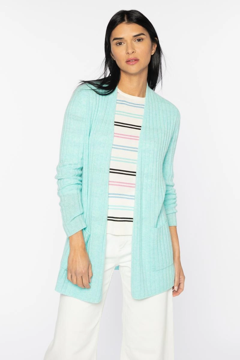 Easy Rib Cardigan Effortless Fashion Static Reducing Finish