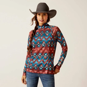 Durable Fiber Blend Odor Resistant Treatment Ariat Women's Baja Print 1/4 Zip Pullover