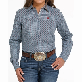 Cinch Women's "Briella" Blue Print Shirt EasyClean