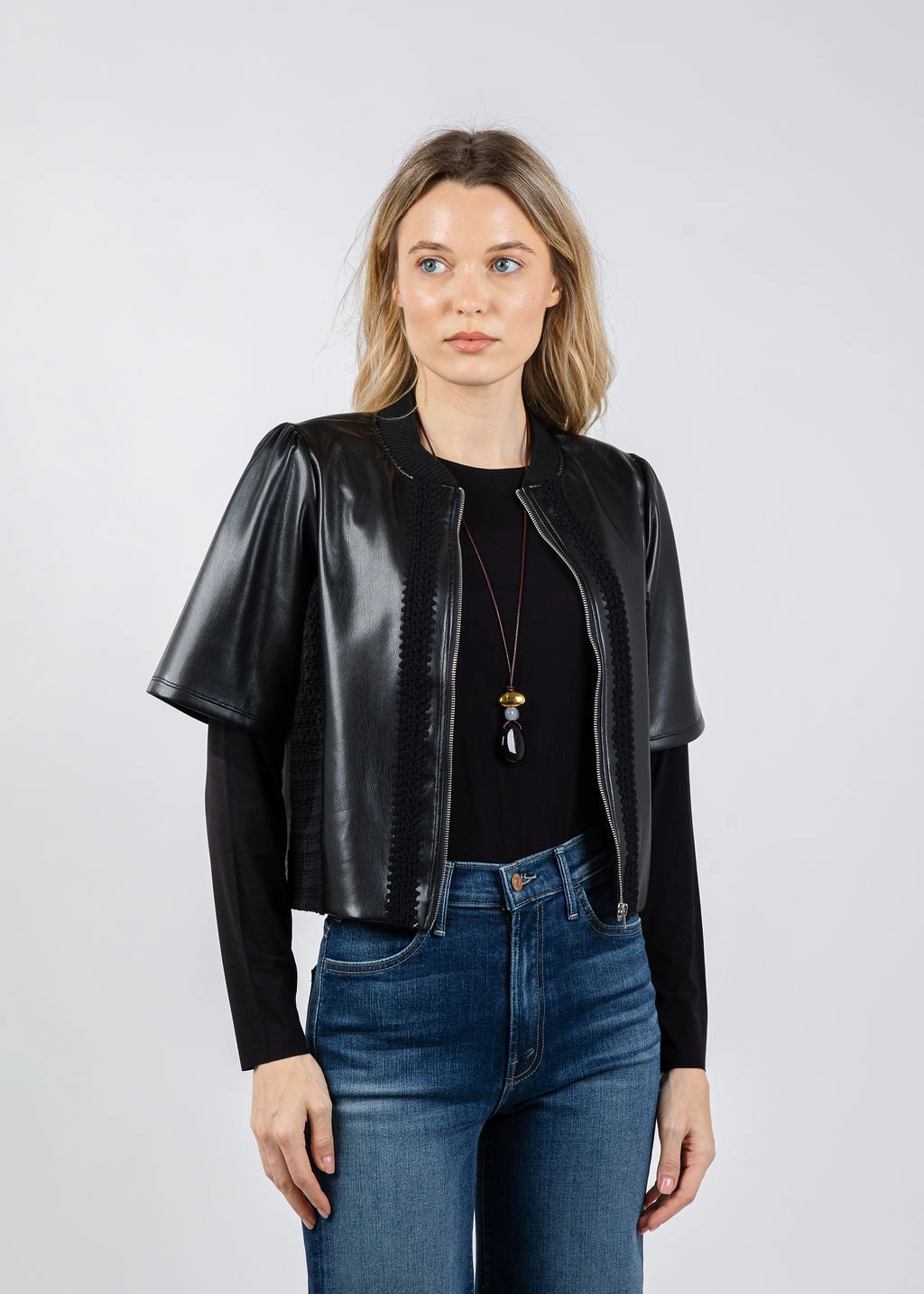 Echo Vegan Crochet Zip Jacket - Black UV Protective Fabric Stay Cool Technology PreWashed