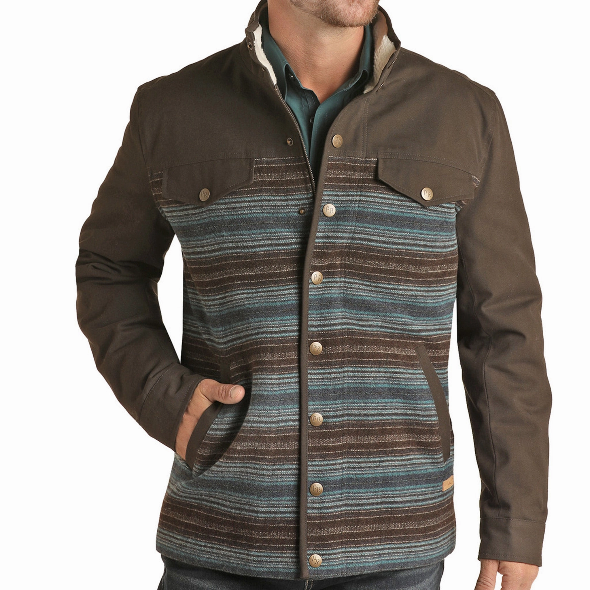 Powder River Men's Canvas and Wool Serape Jacket LightweightInsulation