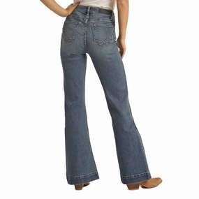 Stylish Vibrant Rock & Roll Cowgirl Vintage High Rise Trouser Jeans