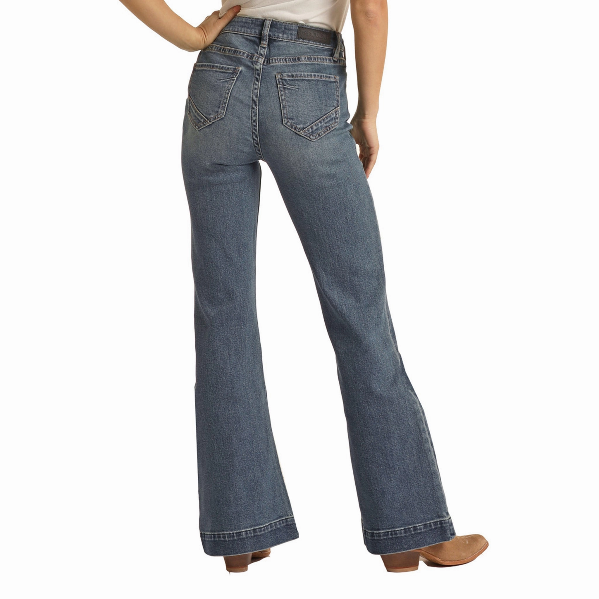 Stylish Vibrant Rock & Roll Cowgirl Vintage High Rise Trouser Jeans