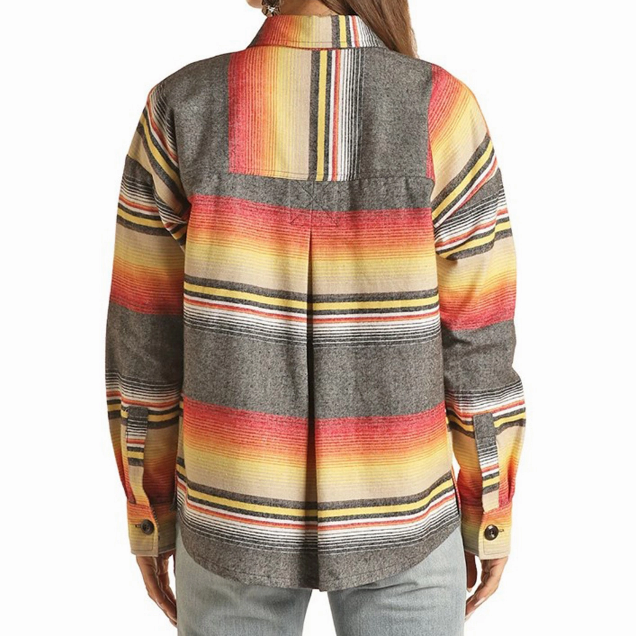 Chill Day Layer Thick Fabric Rock & Roll Women's Black Shacket