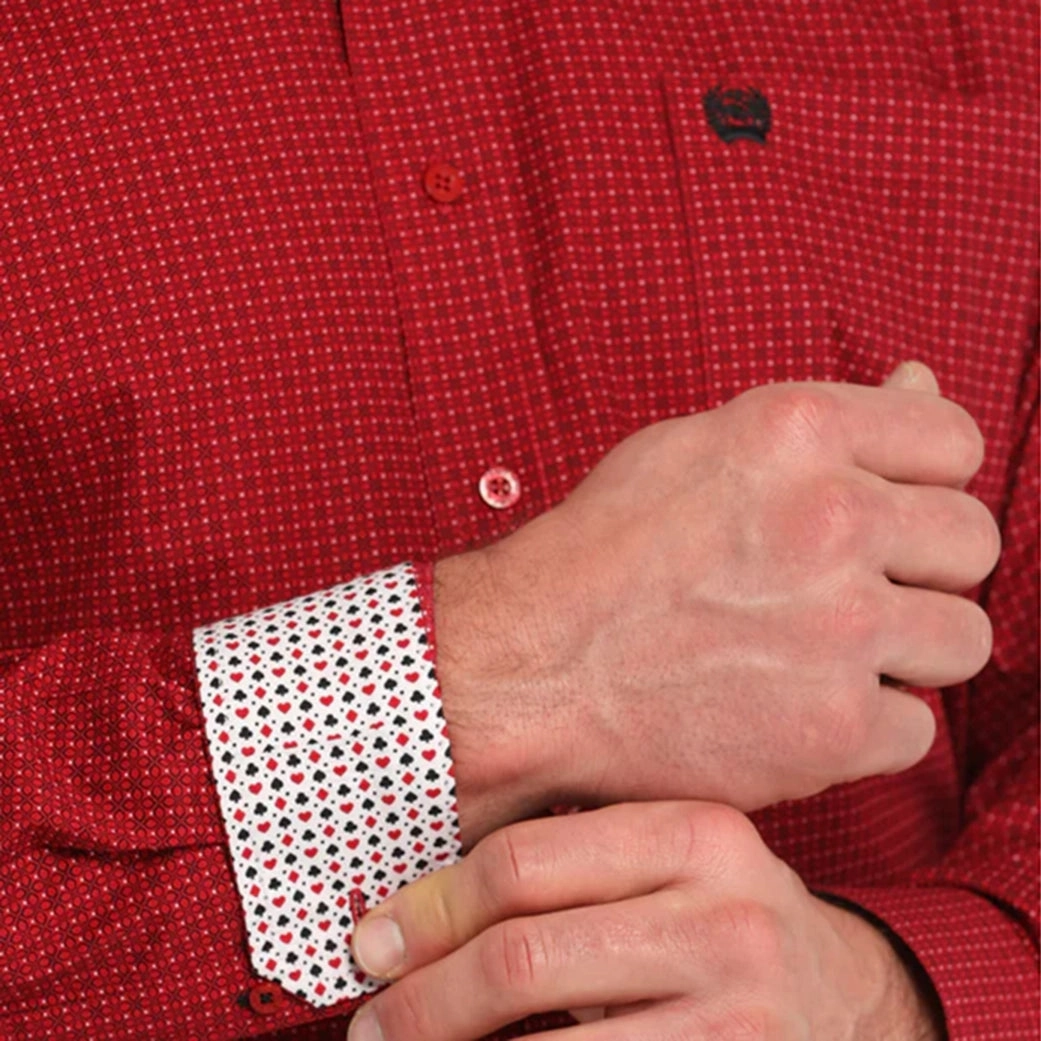 Urban Trend Comfort Wear Cinch Men's Red Geo Print Button Down