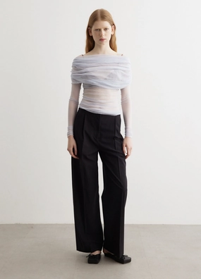 Neutral Toned Stitching Veiled Top