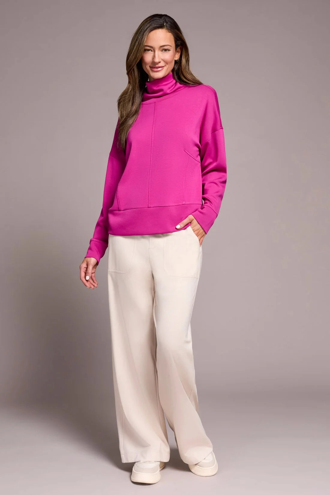 HiddenZipper Tribal Techno Lux Funnel Neck Top