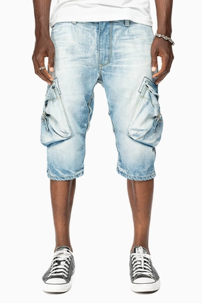 ROBINS LIMITED EDITION MILITARY STYLE CARGO SHORTS IN 5D LIGHT BLUE COLOR WASH Street Appeal Pre Shrunk Fabric