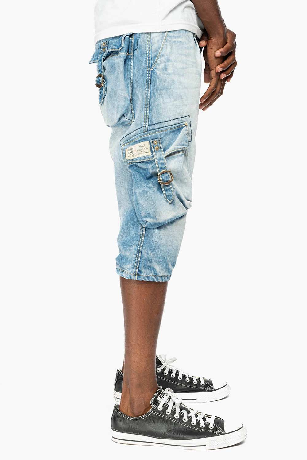 Comfy Choice ROBINS LIMITED EDITION MILITARY STYLE CARGO SHORTS IN 5D LIGHT BLUE COLOR WASH