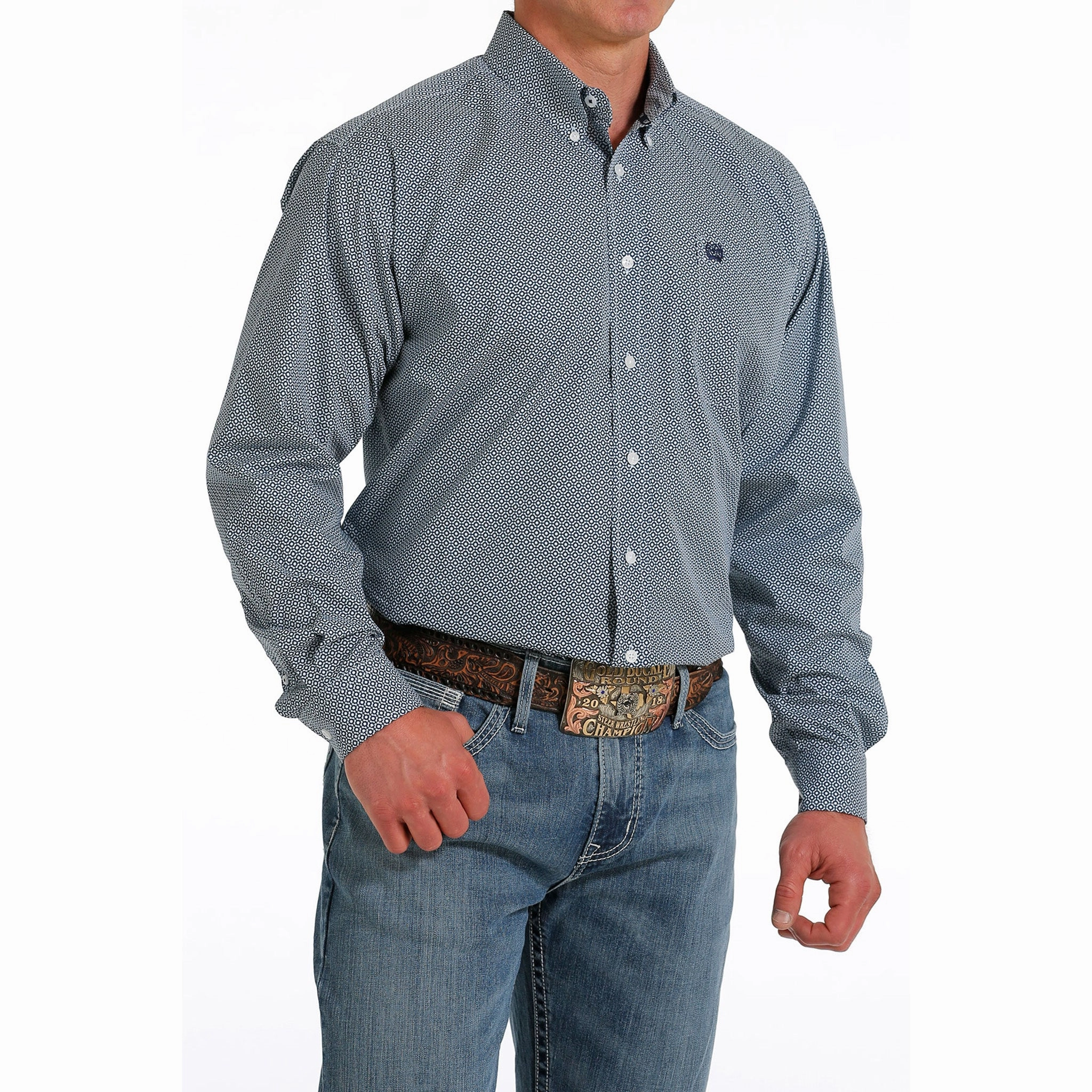 Winter Retreat Cinch Men's Light Plus Geometric Print Long Sleeve Shirt