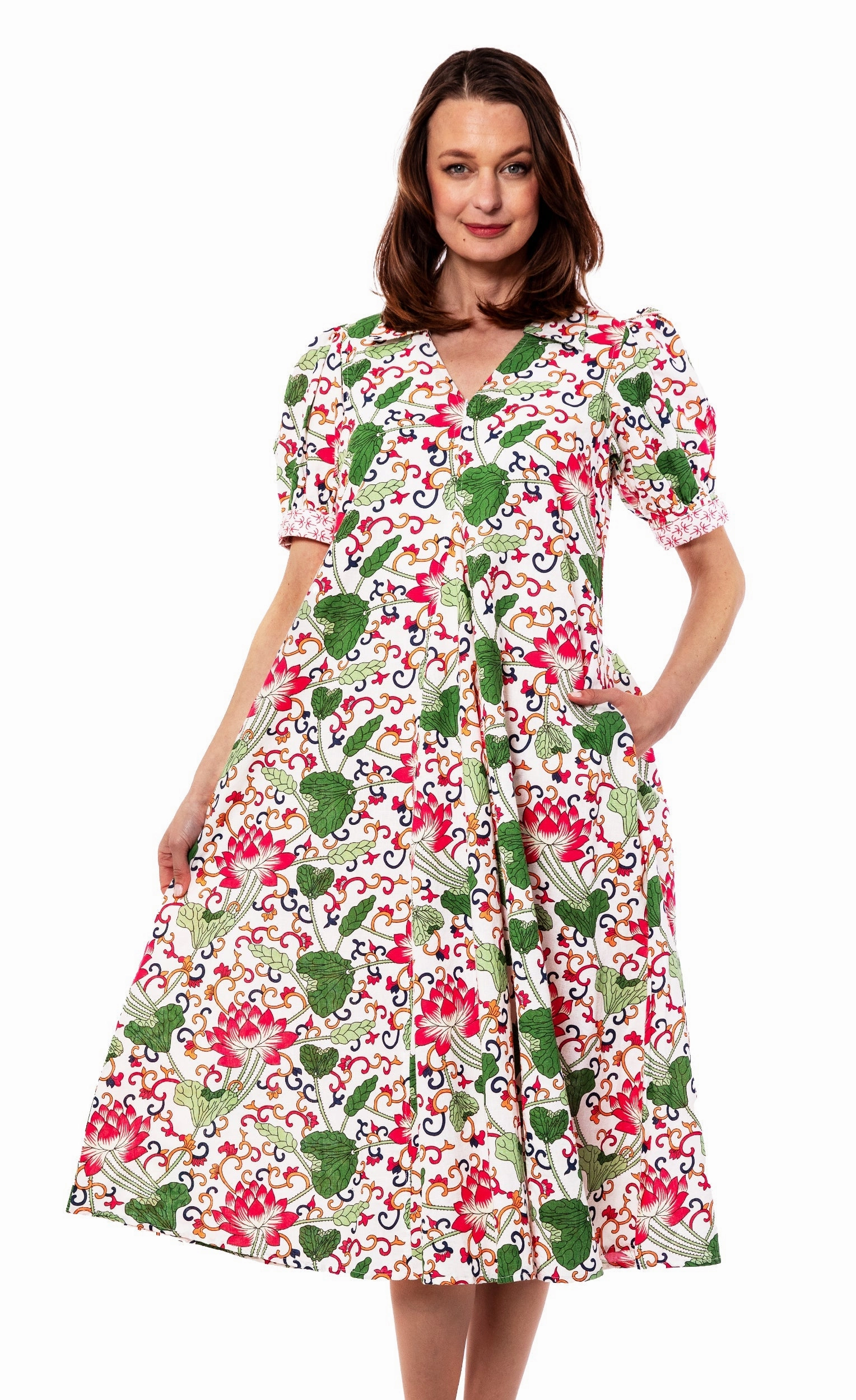 Montauk Dress - White Floral Calm Grace