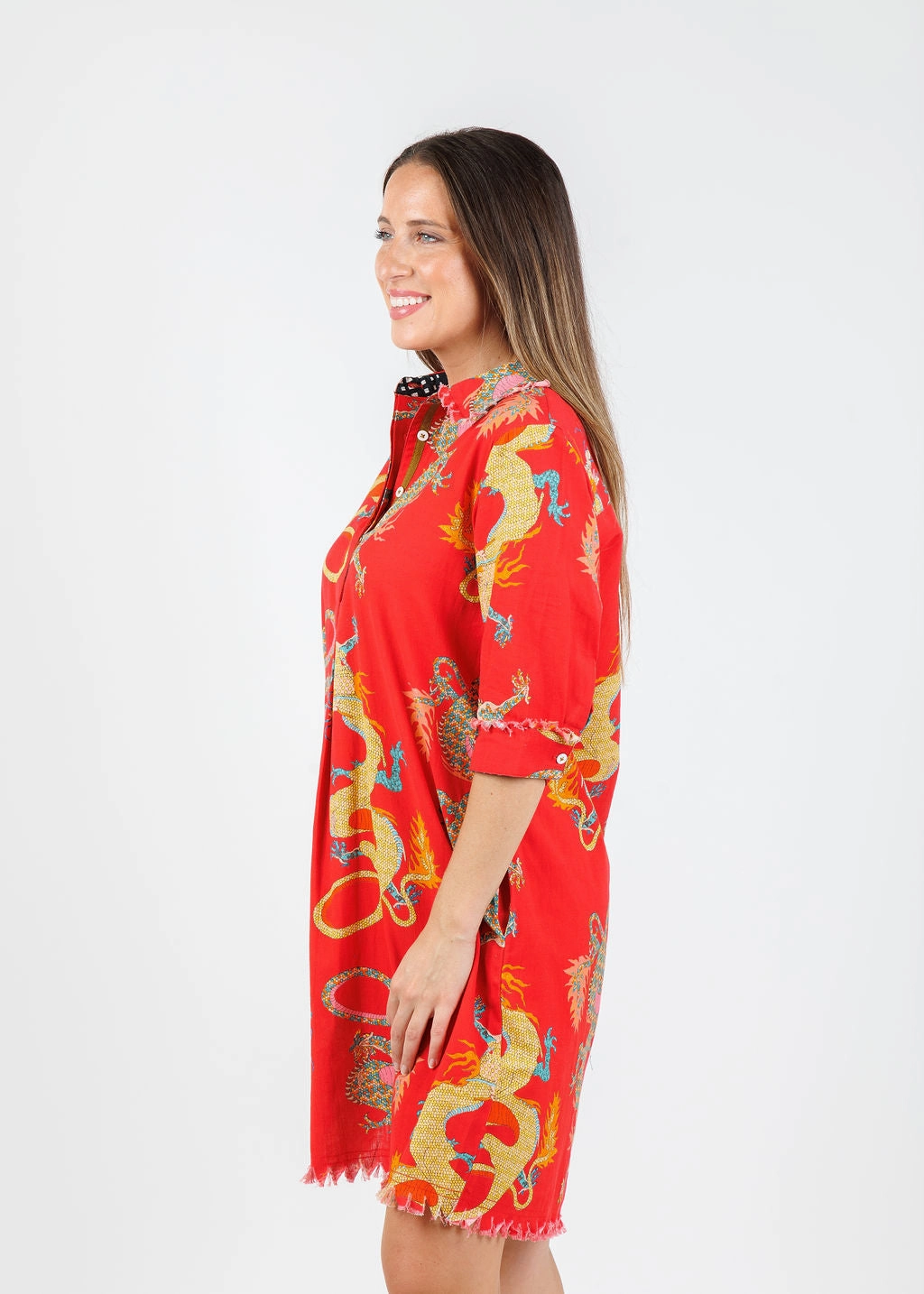 Heart Tone Hidden Pocket Chatham Dress - Red Dragon