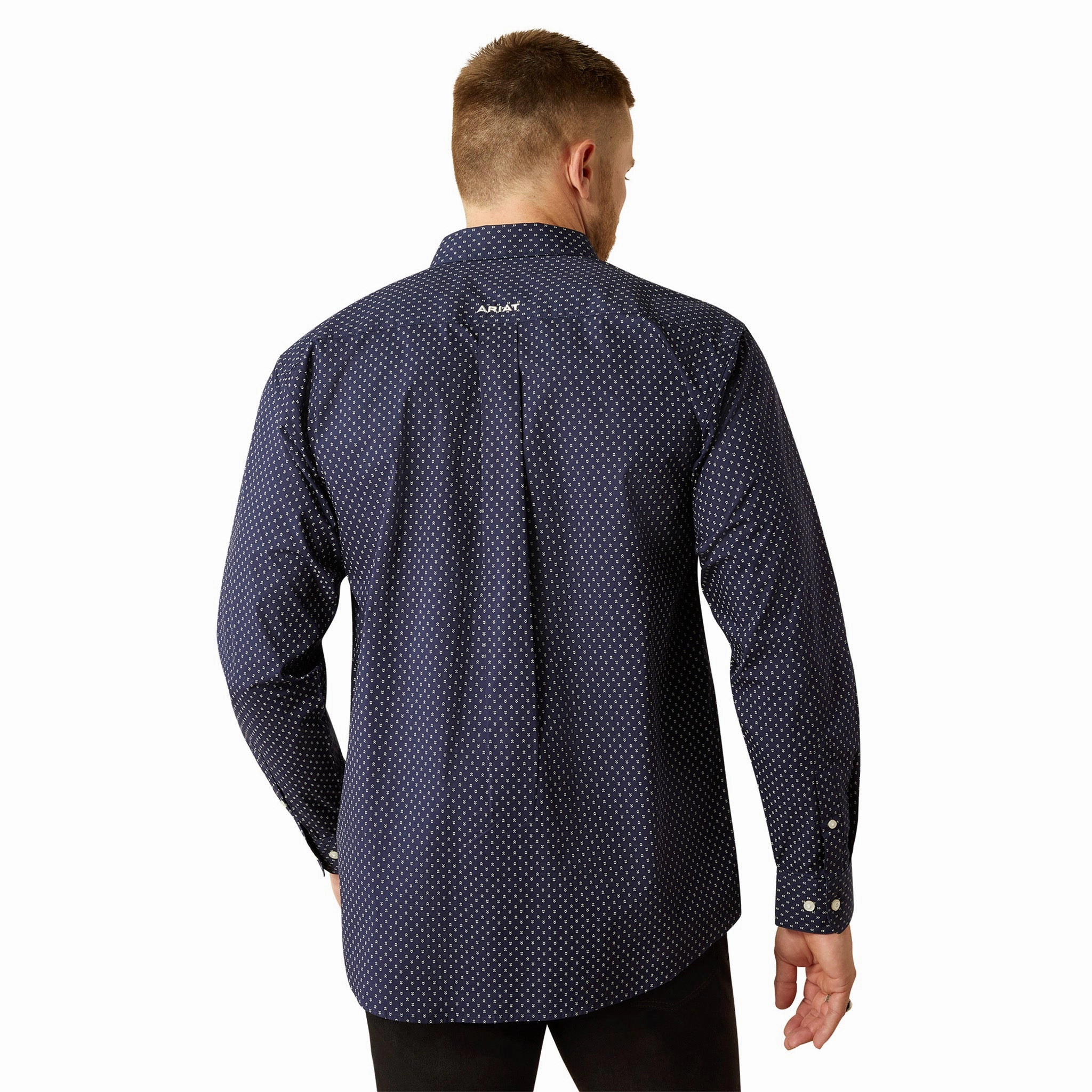 Ariat Navy Dot Print Button Down Shirt Oversized style