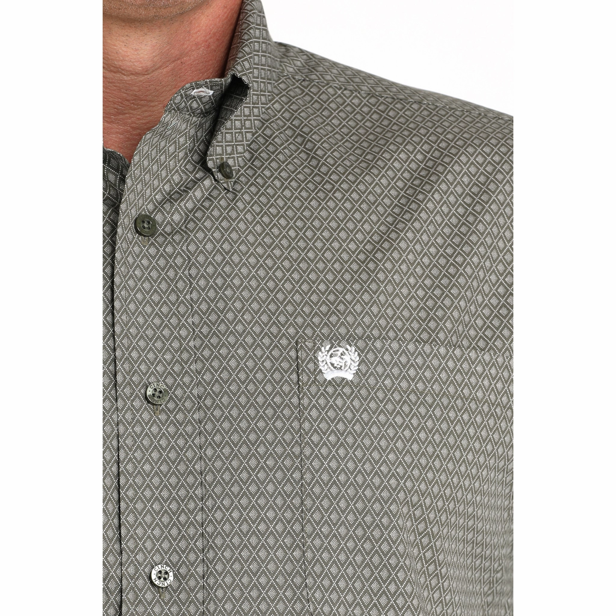 Cinch Men's Olive Diamond Print Shirt Practical Choice