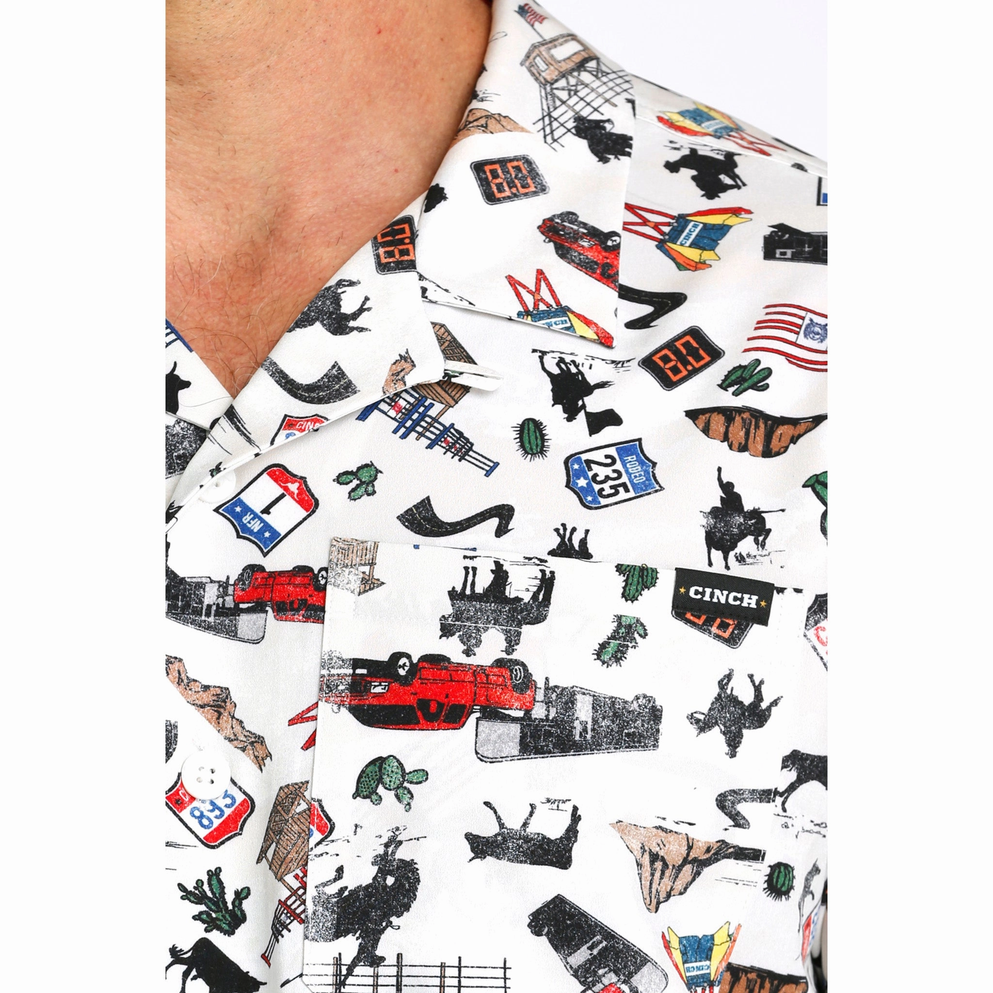 Cinch Men's Short Sleeve Rodeo Camp Shirt Durable Quality Soft Touch