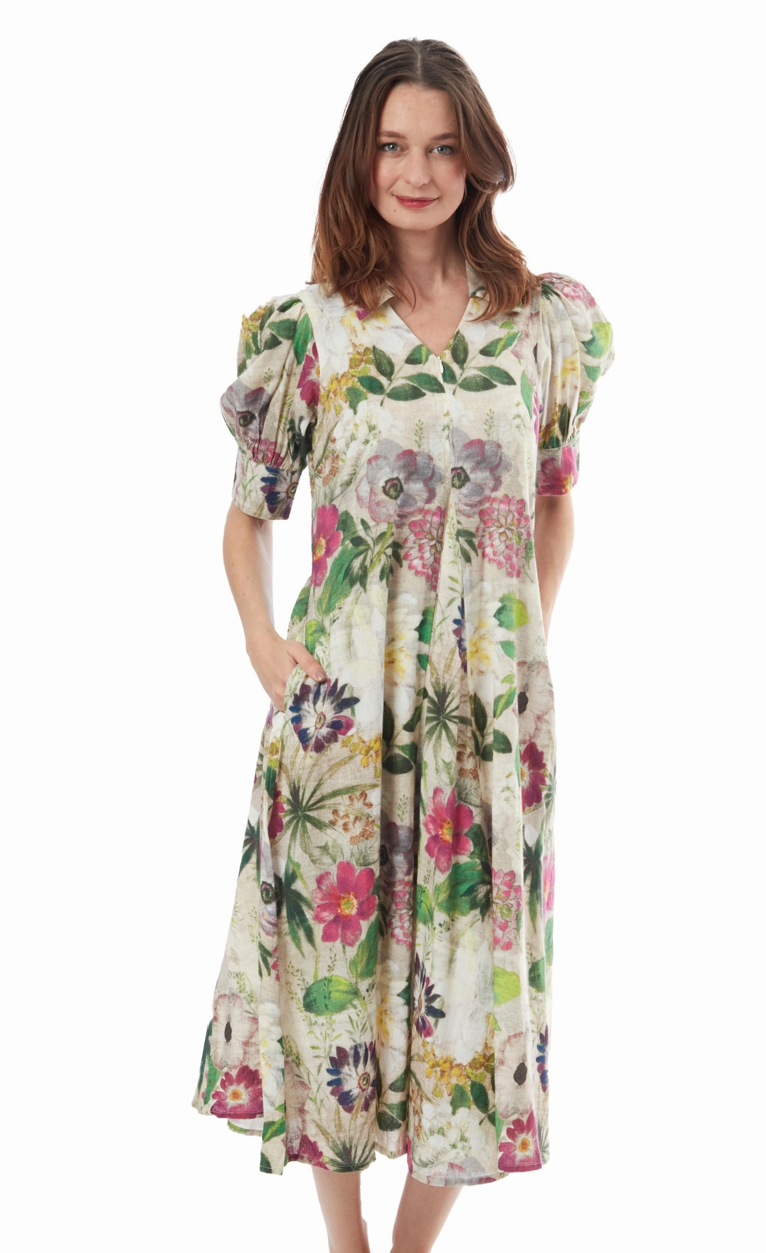 Empire Waist Montauk Dress - Botanical Print
