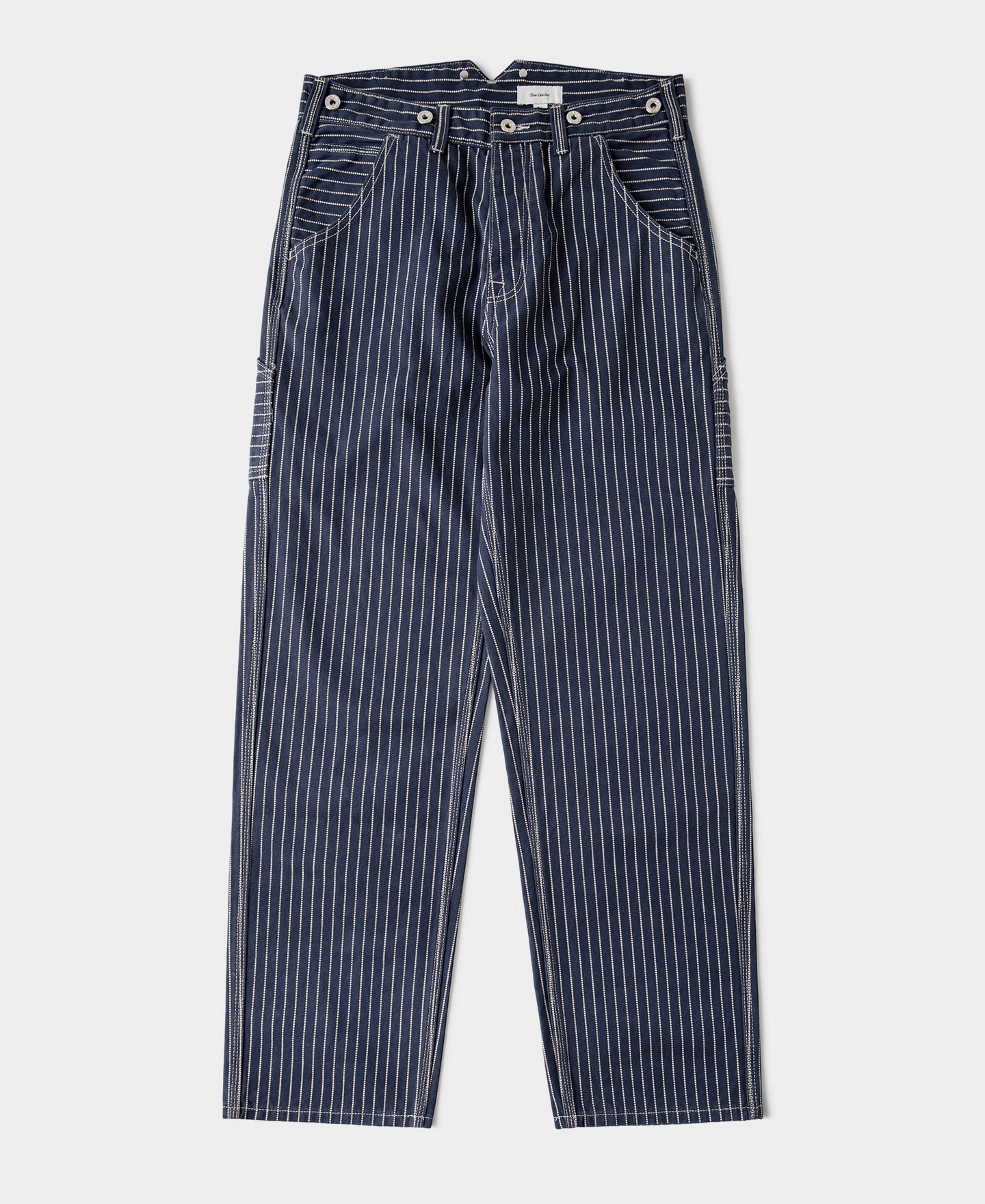 Loose Outdoor Adventure Work Meeting Eco Friendly Fashion Lover Morning Stroll Indigo Wabash Stripe Work Trousers