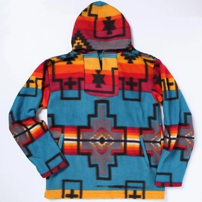 El Paso Women's Turquoise Aztec Fleece Pullover Hoodie Thermal Regulation System MoistureWickingInterior