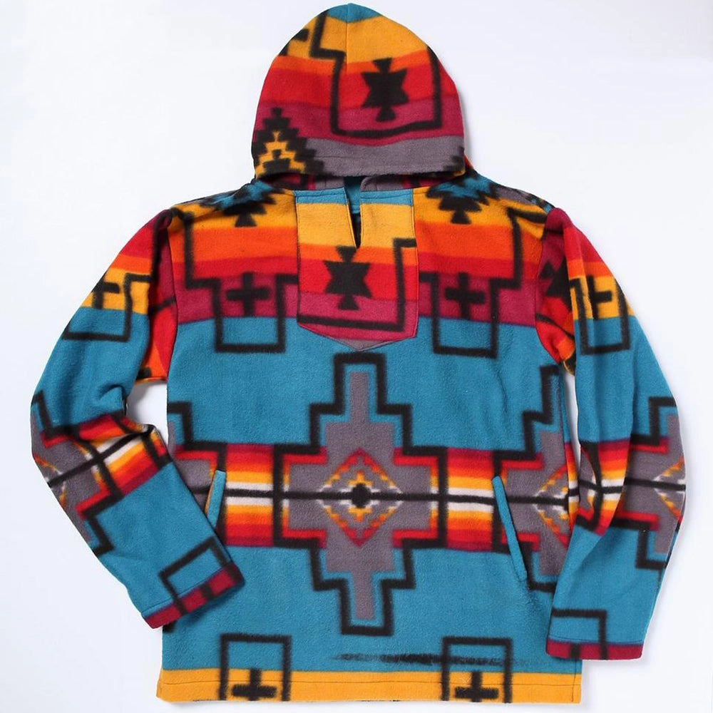 El Paso Women's Turquoise Aztec Fleece Pullover Hoodie Thermal Regulation System MoistureWickingInterior