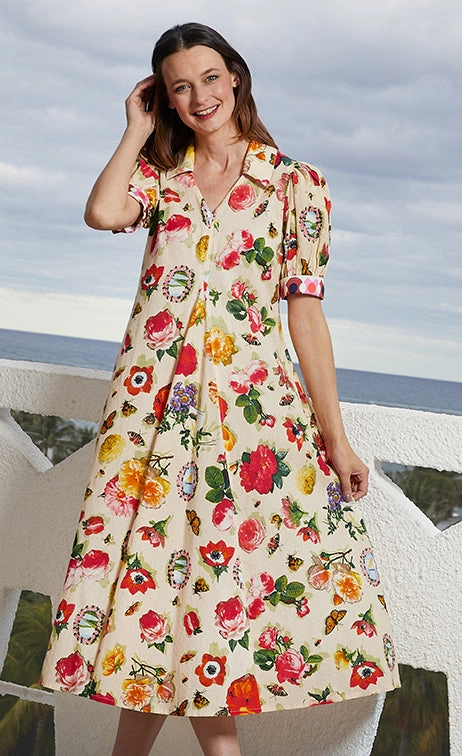 Montauk Dress - Botanical Floral Fashionable And Functional Vibrant fit