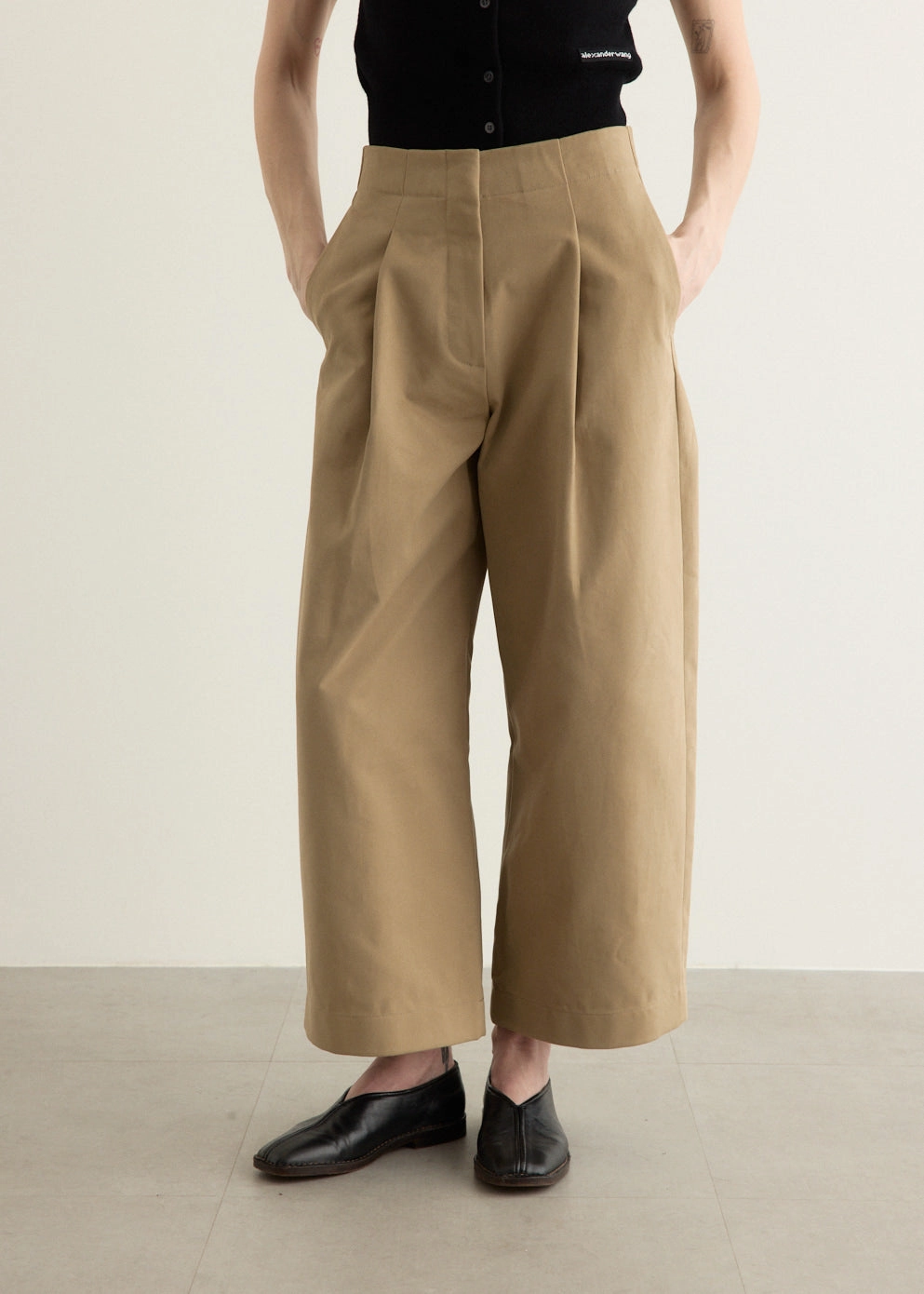 Dordoni Deep Pleat Volume Ankle Crop Pants Supportive Fit Comfy Shape