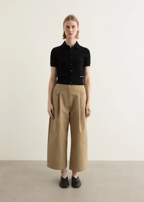 Dordoni Deep Pleat Volume Ankle Crop Pants Water Resistant ReinforcedStitching