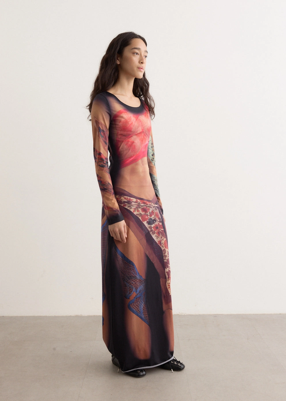 Casual Waist Recycled Draped Statue Jersey Long Dress