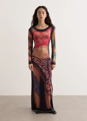 Natural Tones Smooth Blend Recycled Draped Statue Jersey Long Dress