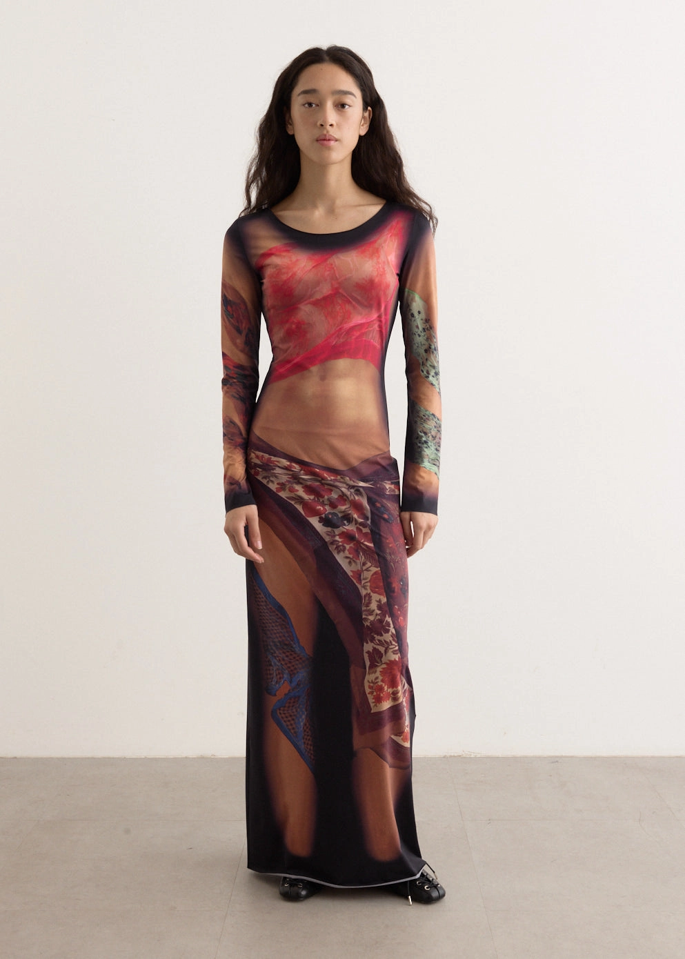 Natural Tones Smooth Blend Recycled Draped Statue Jersey Long Dress