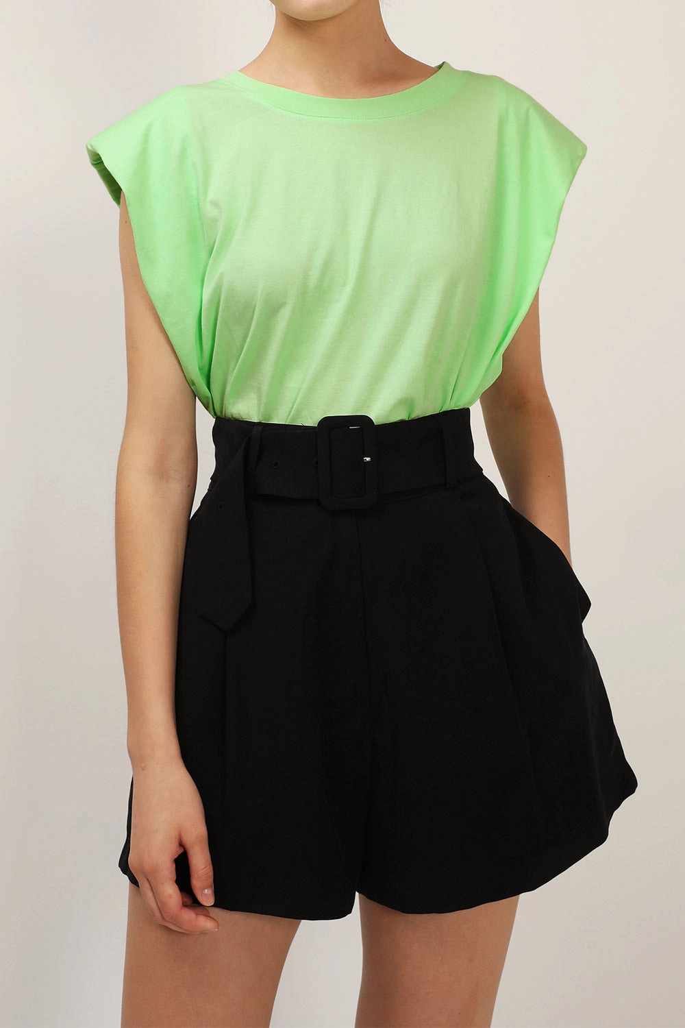 Elena Padded Shoulder T-shirt Chic Cardigan AllDayComfort