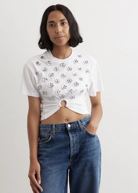 Smooth zipper closure Embellished T-Shirt