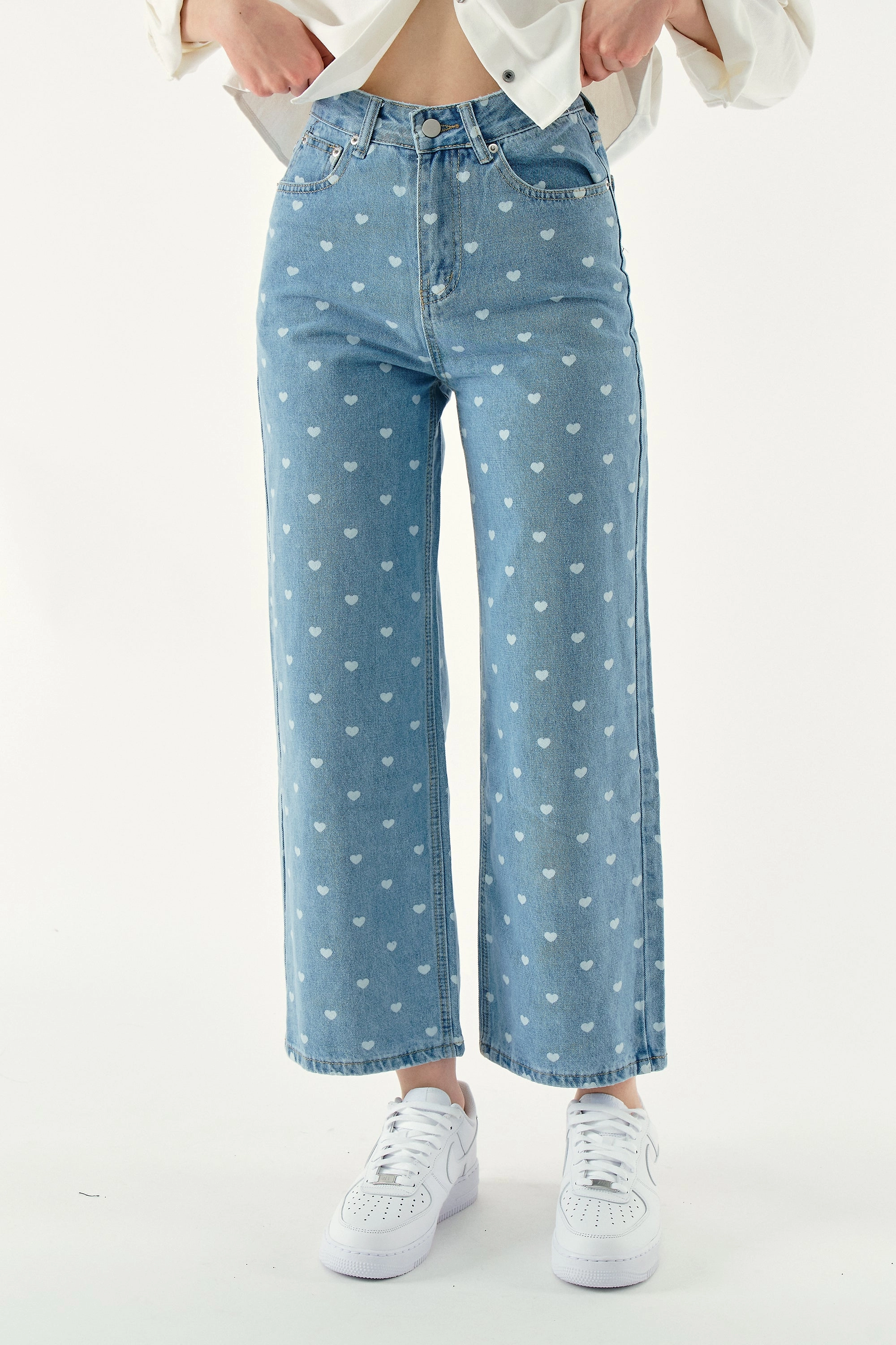 Emma Heart Denim Jeans Comfortable Design Unisex Look