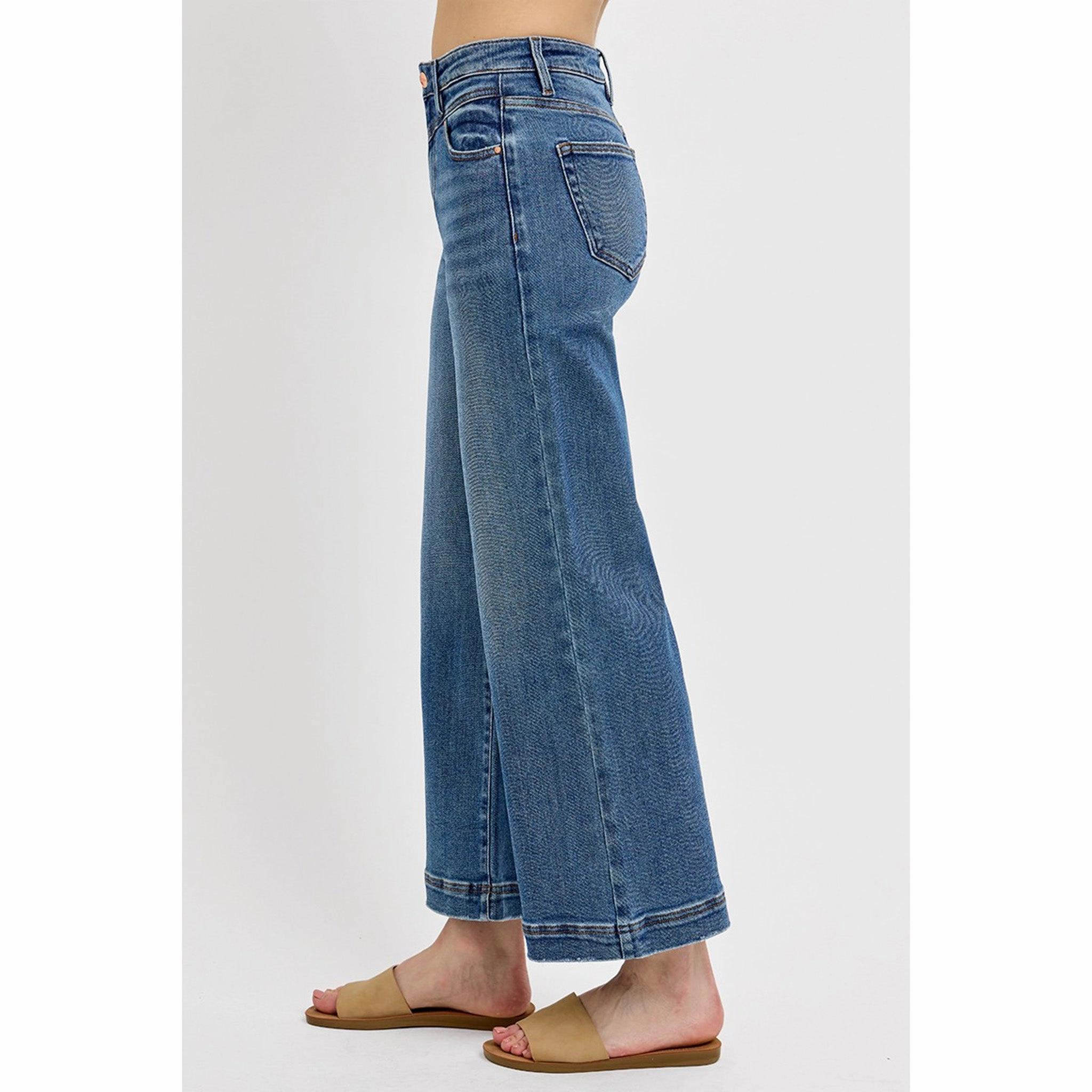 Risen Women's High Rise Flare Yoke Crop Jeans Active Ready