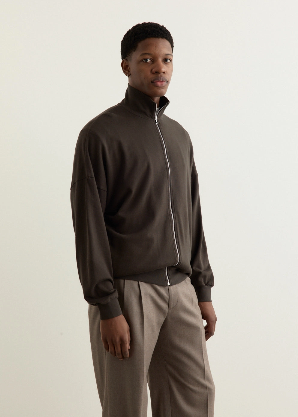 Super High Gauge Sweat Zip Blouson Stretch Comfort Design