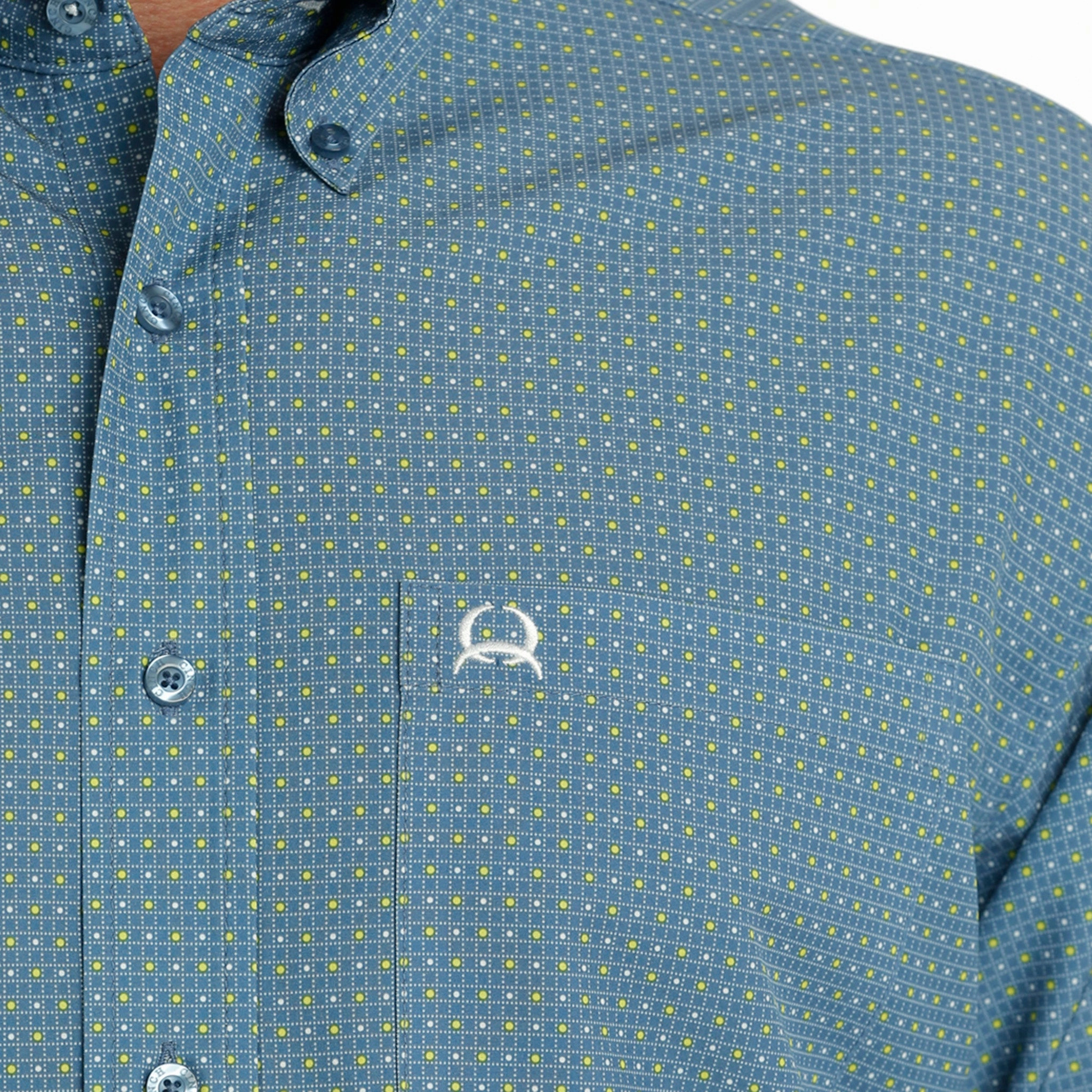 Cinch Men's Arena Flex Blue Long Sleeve Gym Appropriate