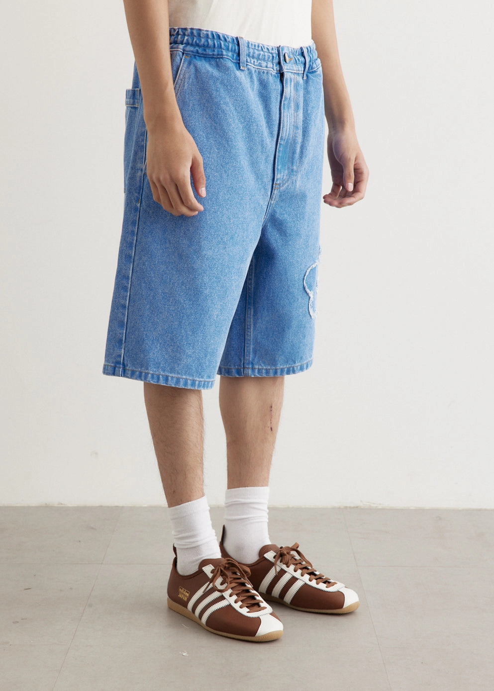 water sports gear Beachwear Flower Patch Bleached Denim Shorts