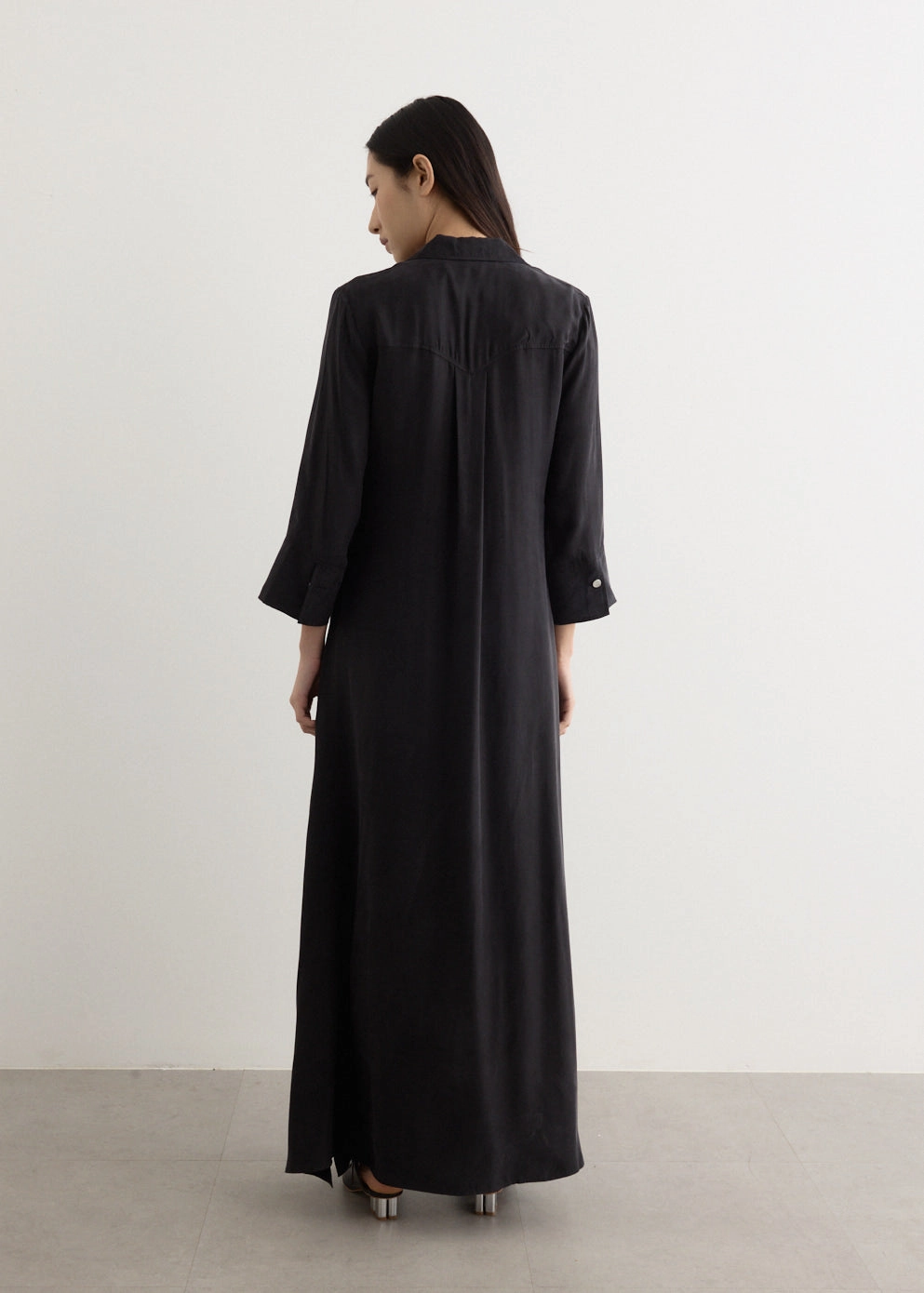 Fluid Cupro Maxi Shirt Dress Fresh Flow Airy Weave