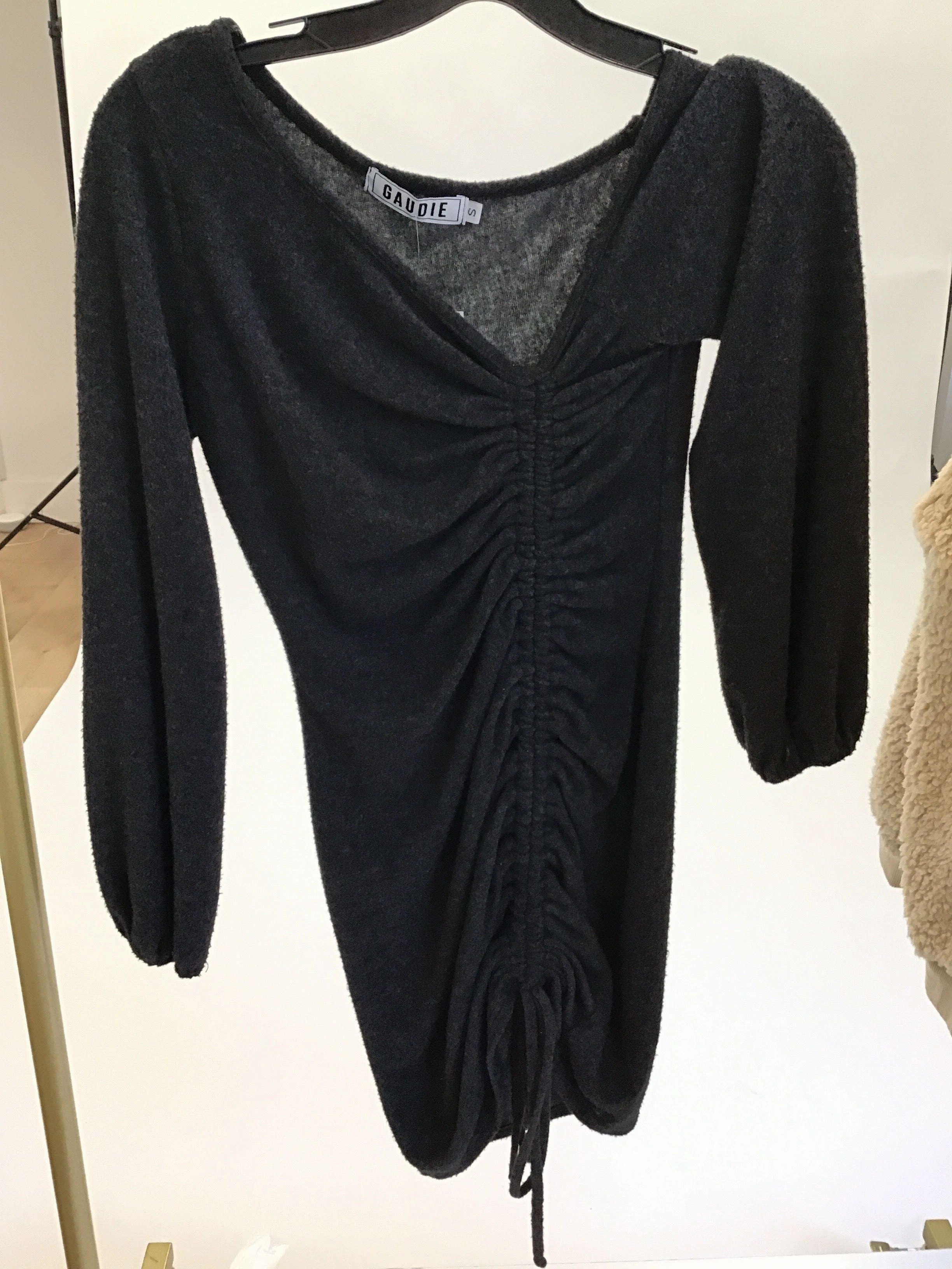 Dark Gray Cinched Mini Dress Vacation Vibes Day Magic